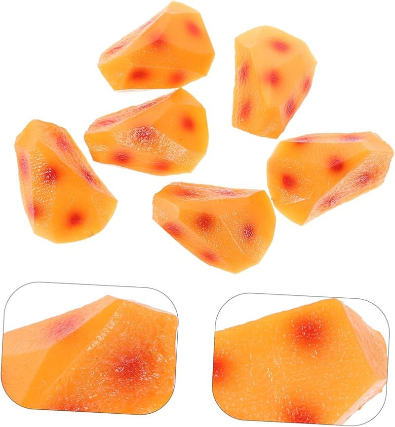 VICASKY 6pcs Realistic Fake Potato Chunks Kitchen Decor Props Brightly Colored - Image 3